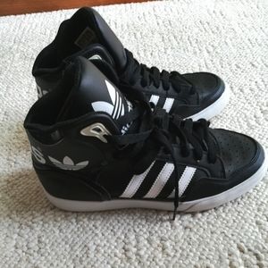 Black Adidas high top sneakers